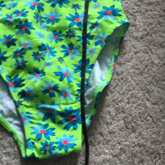 Vintage Y2K Neon Floral Xhilaration One Piece 90s Swim Bikini Beach - Picture 8 of 9
